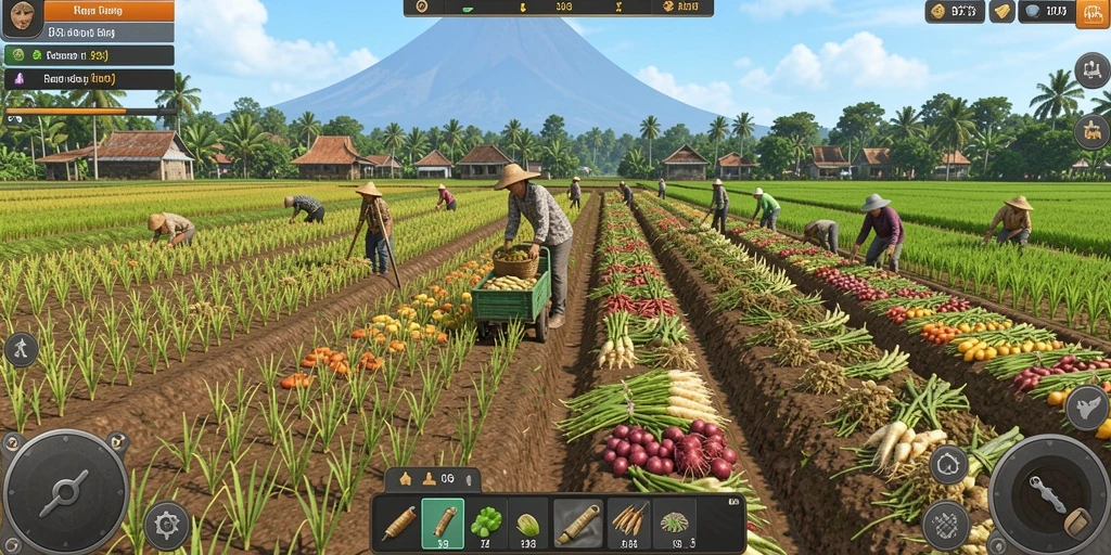 Screenshot level yang menampilkan pemandangan indah dalam permainan.